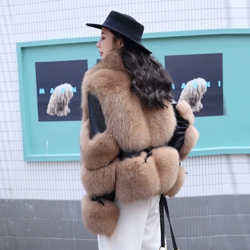 Faux Fox Fur Coat Woman Winter Fashion 2022 New Hairy Jackets Elegant Europe and America Y2k Luxury Designer Free Shipping