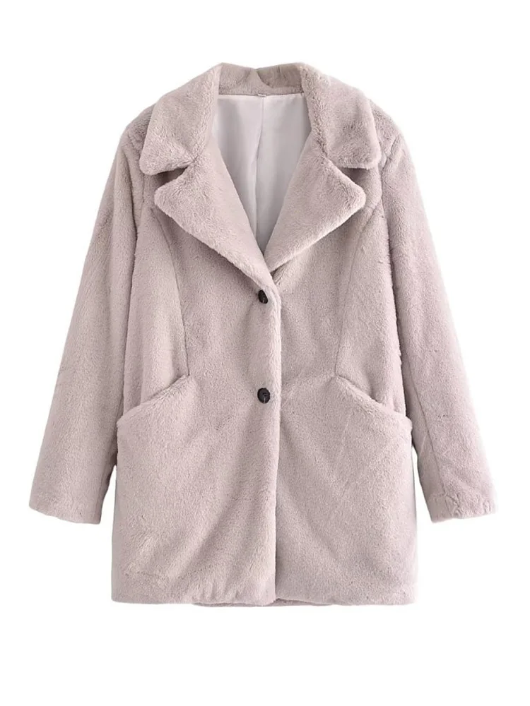 

2022 Winter Women Wool & Blends Overcoat Coats Fashion Loose Single Breasted Female Elegant Street Outerwear Clothing