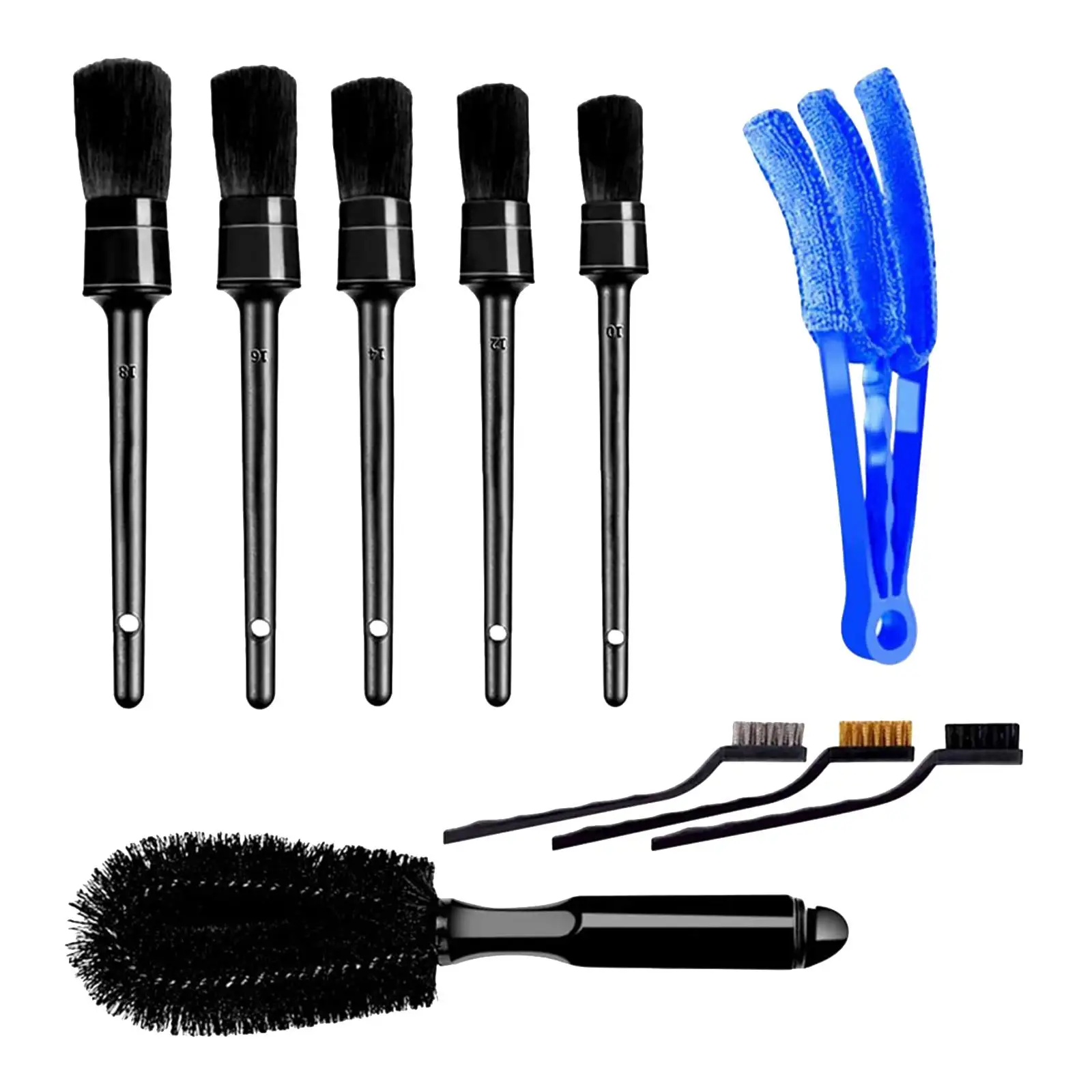 

Set of 10 Premium Auto Detailing Brush Kit Wheel Engine Clean Brush Set