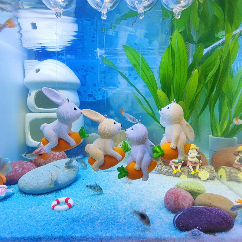 

Cartoon Pendant Aquarium Fish Tank Landscaping Decoration Creative Aquarium Ornament Floating Radish Rabbit Resin Ornament