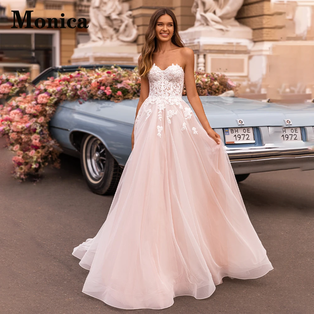

MONICA Sweetheart Princess A-Line Zipper Wedding Dresses 2023 Bride Appliques Court Train Vestido De Casamento Personalised
