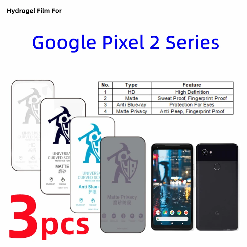 

3pcs HD Hydrogel Film For Google Pixel 2 XL Matte Screen Protector For Google Pixel 2 XL Eye Care Anti Spy Matte Protective Film