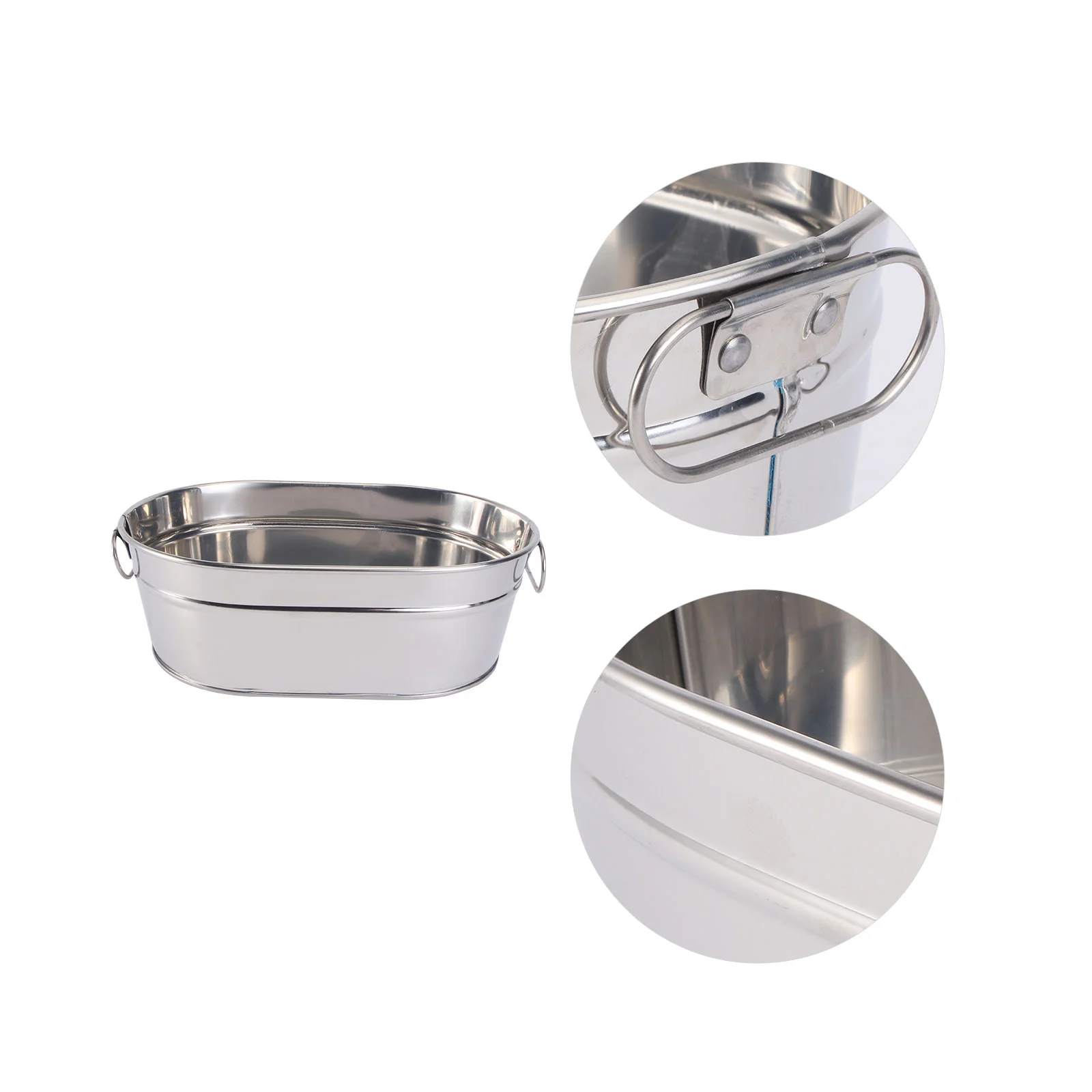 

Seafood Bucket Galvanized Tub Champagne Bucket Flowerpot Oval Basin Tub Stainless Steel Mini Pail Bucket