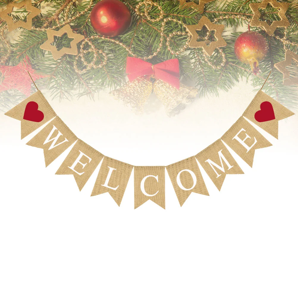 

Banner Welcome Weddingburlap Party Garland Classroom Office Flag Decor Hanging Sign Bunting Swallowtail Engagement Decoration