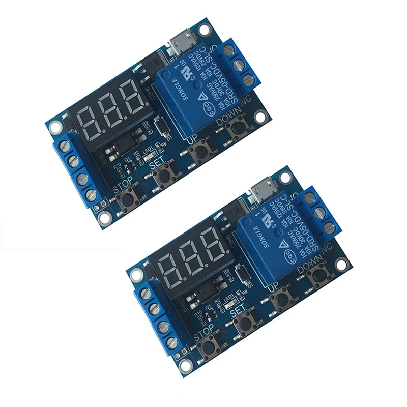 

LICG 2PCS DC 6-30V Support Micro-USB 5V LED Display Automation Cycle Delay Timer Control Off Switch Delay Time Relay 12V 24V
