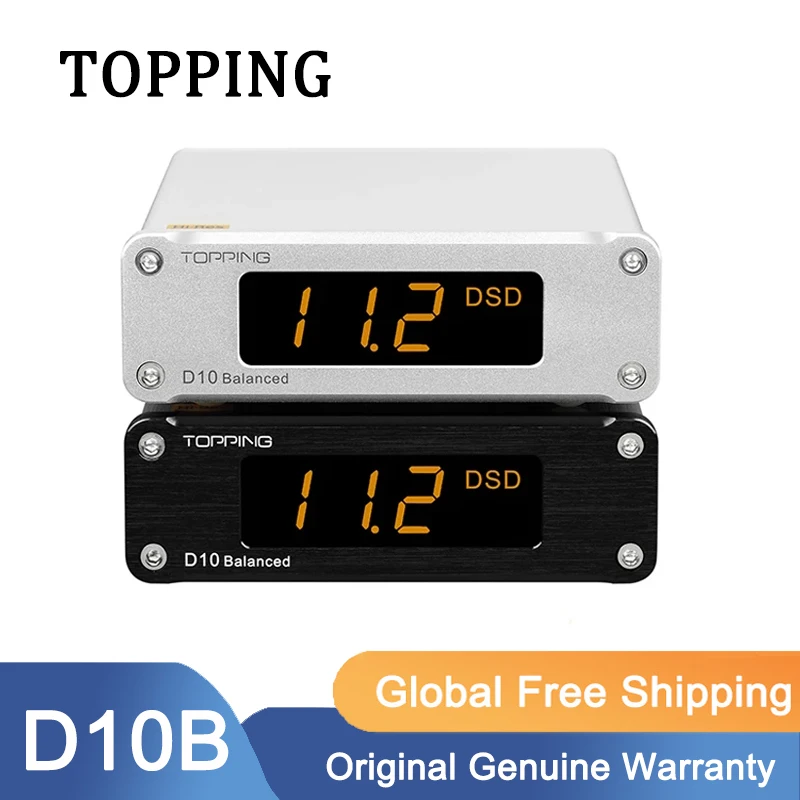 

TOPPING D10 сбалансированный декодер ES9038Q2M D10B USB DAC 384 кГц DSD256 аналоговый/цифровой выход Hi-Res USB аудио декодер