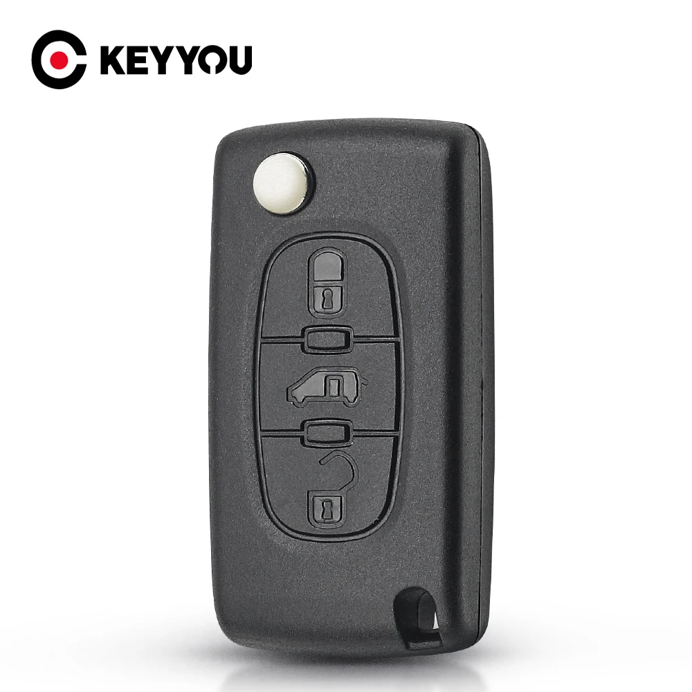 Фото Раскладной чехол KEYYOU для автомобиля с дистанционным управлением, модель с тремя кнопками для Citroen Berlingo Fiat Scudo №1