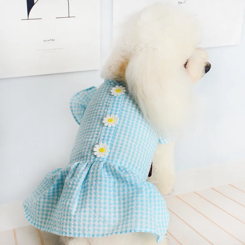 

Spring and Summer Dress Pet Skirt Cute Princess Skirt Puppy Clothes Puppy Dog Clothes Thin Style Small Daisy Floral Skirt