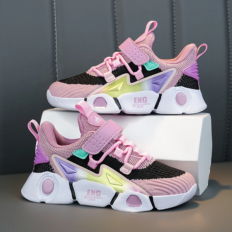 Cute Pink Girls Sneakers 2023 Fashion Kids Running Shoes for Boys Non-slip School Casual Shoes Light Soft Tenis Children Shoes
