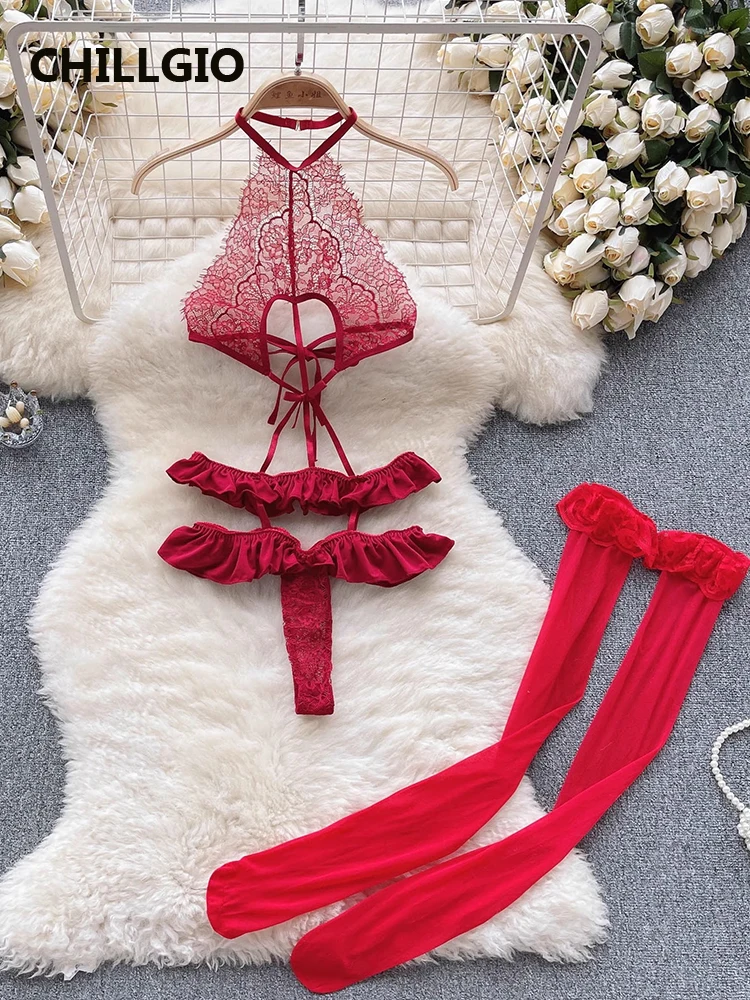 CHILLGIO женские сексуальные кружевные комбинезоны + чулки полые модные летние