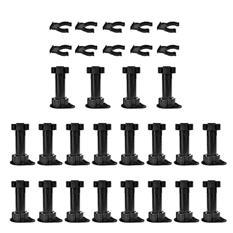 

40Pcs Furniture Feet Adjustable Cupboard Foot Leg Unit Cabinet Legs With Kick Board Clips For Kitchen Bathroom Cabinet Promotion