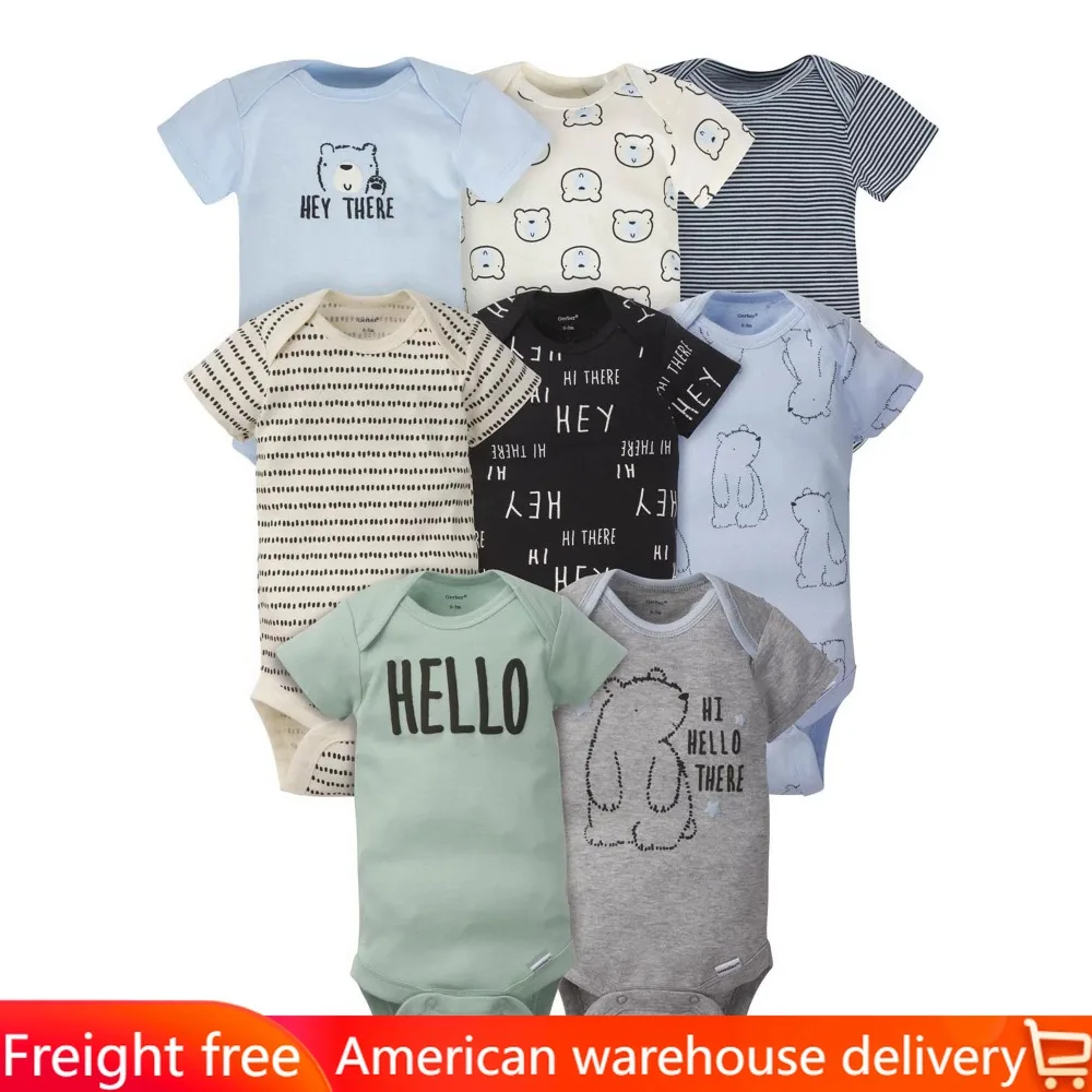 

Baby Boy Short Sleeves Onesies Bodysuits, 8-Pack, Sizes Newborn-12M Freight free