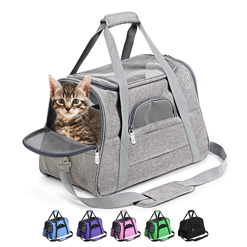 

Cat Dog Carrier Bags Outgoing Travel Soft Pet Carriers Portable Breathable Foldable Bag Pets Handbag w/ Locking Safety Zippers