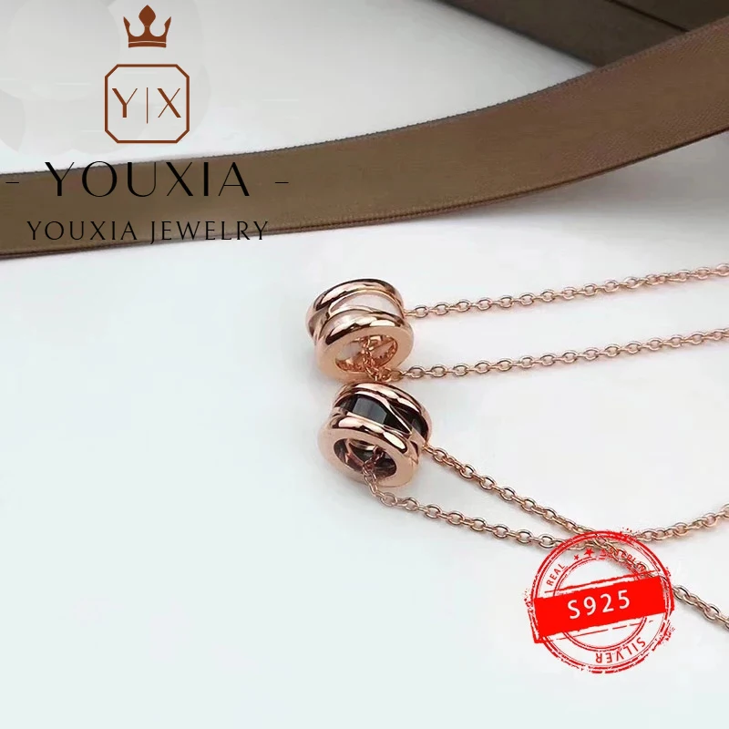 

1:1 Customized s925silver black and white Hollow necklace trend Luxury Jewelry Classic necklace for women Halloween