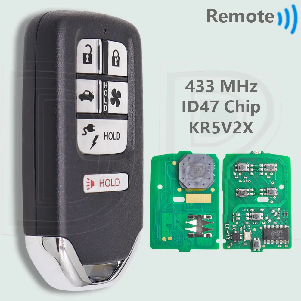 

DR KR5V2X ID47 чип 433 МГц бесконтактный автомобильный дистанционный ключ для Honda City Civic Odyssey Clarity CRV Jazz Pilot XRV URV Venzel EX-L HR-V