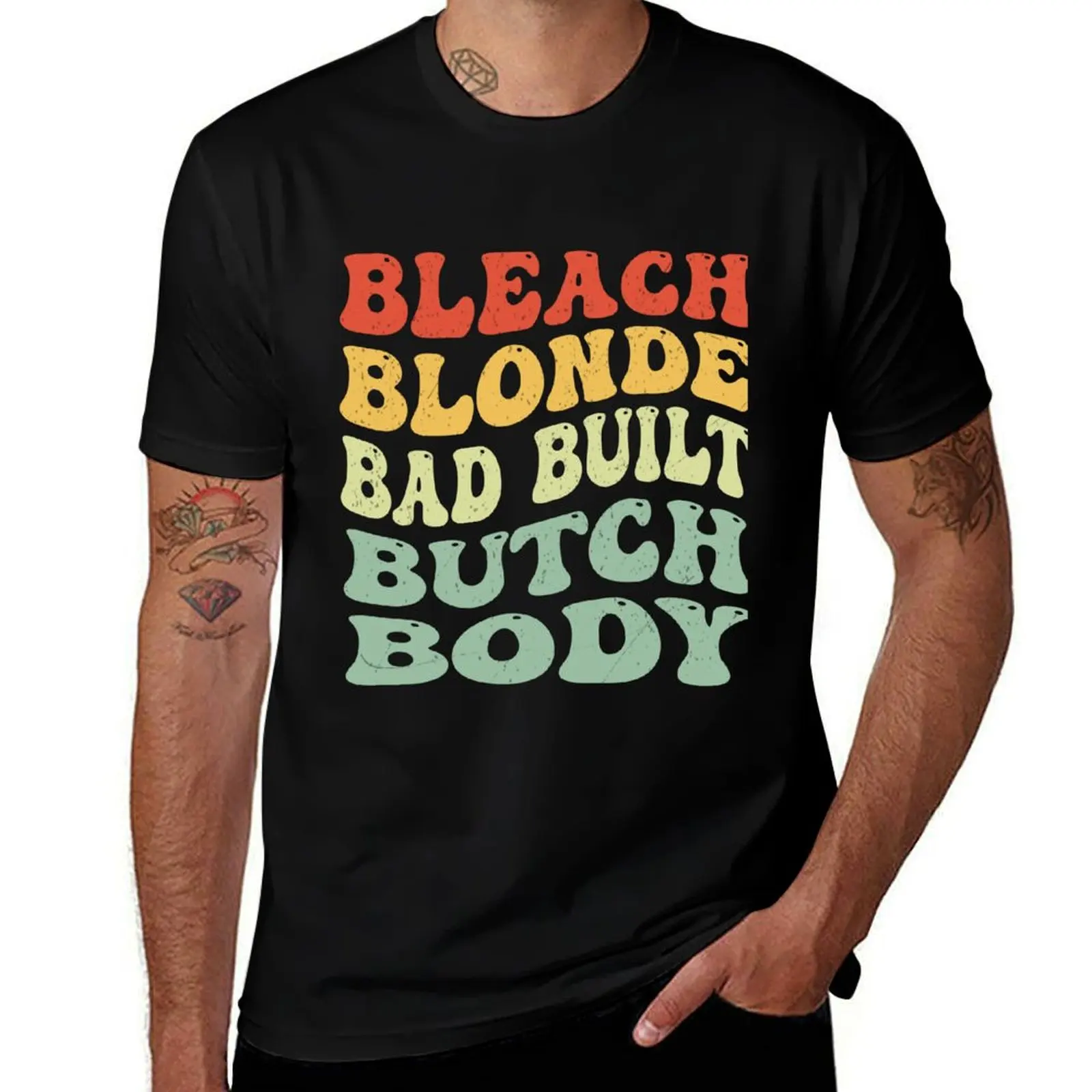 Фото Футболка Bleach Blonde Bad Built Butch Body, спортивная базовая футболка с влагоотводящими свойствами №1