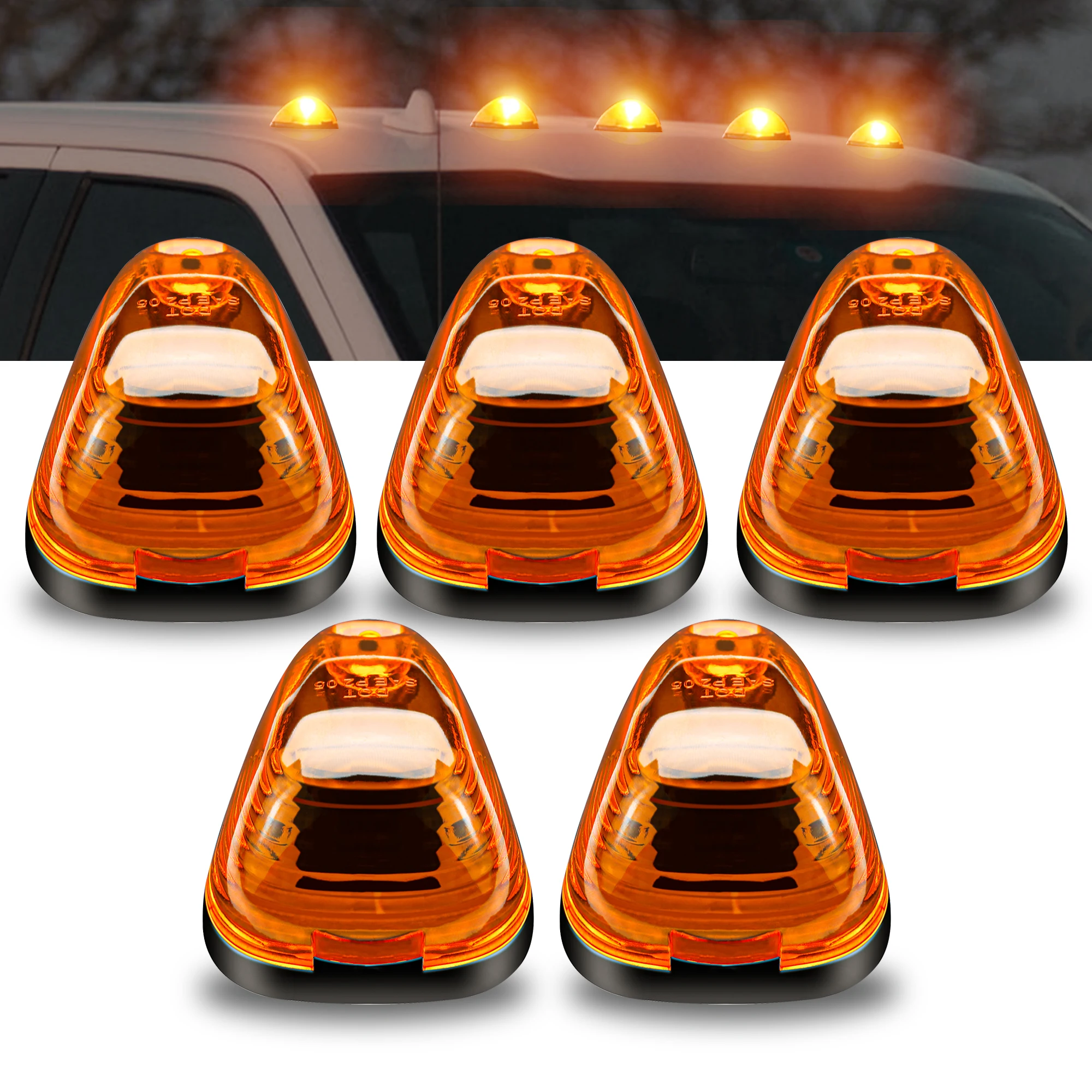 

5PCS Cab Roof Marker Lights 10LED Amber Top Clearance Running Lights Compatible with Ford 1999-2016 Super Duty Pickup Trucks SUV