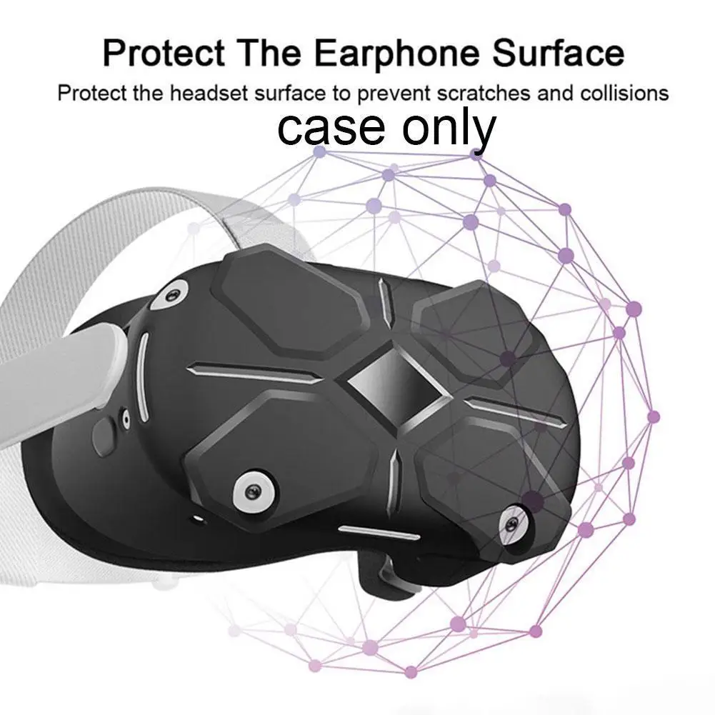 

Чехол для гарнитуры виртуальной реальности, противоударный чехол для защиты от царапин виртуальной реальности для Quest 2, черный силиконовый...