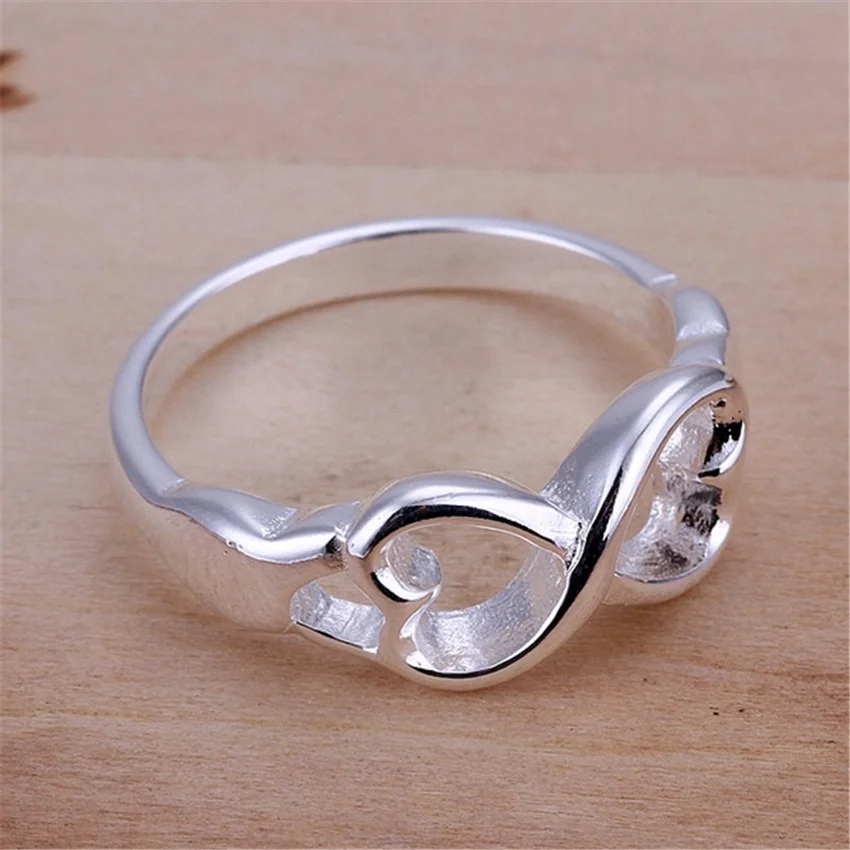 

Hot 925 Stamped silver Rings For women fine 8-shaped heart size 7 8 9 Fashion party Holiday gifts engagement wedding Jewelry