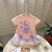 disney princess dress girl star dew rabbit childrens clothing girl baby birthday party mesh splicing summer cute dresses gift