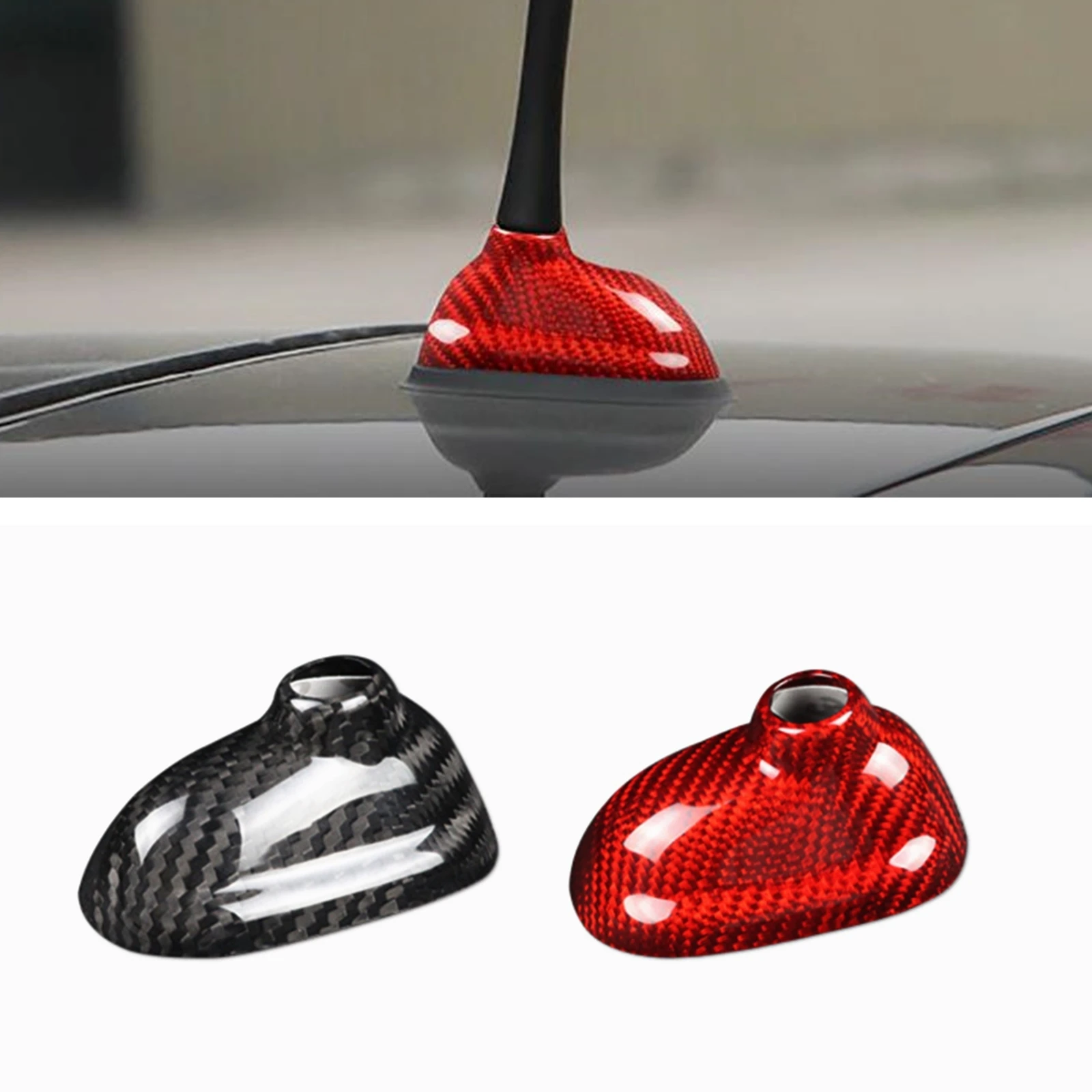 

Red/Black Roof Shark Fin Antenna Cover For BMW Mini Cooper R55 R56 2006-2014 Real Carbon Fiber Car Exterior Roof Aerials Case