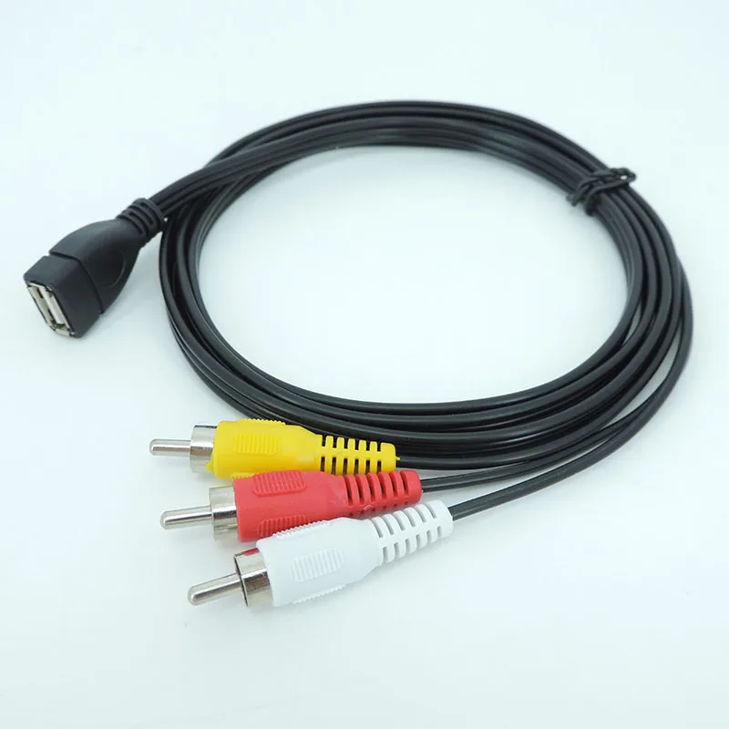 Фото 1,5 м USB-кабель «мама» на 3RCA «папа» аудио и видео Конвертер аудио и видео USB 2.0 на 3RCA для ТВ DVD-приставки F1 №2