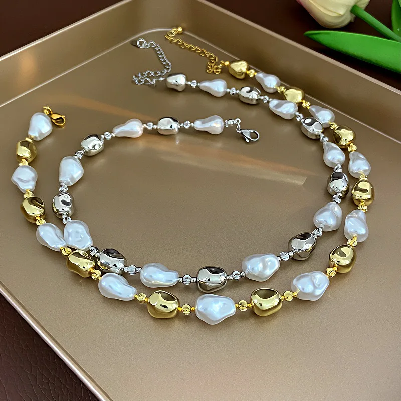 Baroque Pearl Necklace Artificial Pearl Collarbone Chain Metal Simple Personalized Fashionable and Trendy Jewelry for Women (art.: 3920cb3b72ff4) - 3920cb3b72ff4