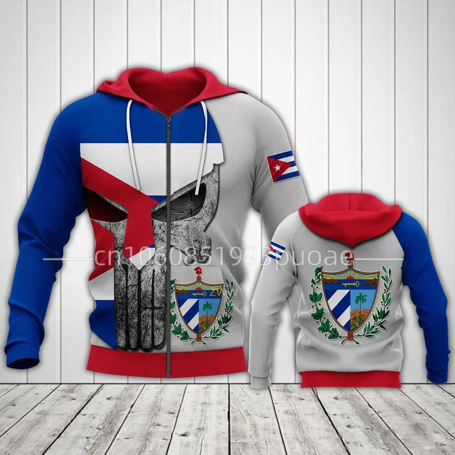 

2023 Cuba 3D Printed Hoodie Cuba Flag Hoodie Custom Name Zipper Hoodie Retro Casual Pullover Fashion Unisex Hoodie
