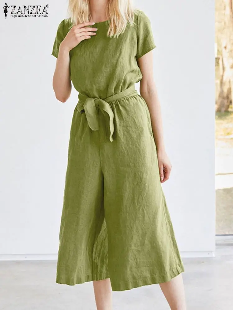 

ZANZEA Fashion Women Jumpsuits Oversized 2022 Summer Casual Solid Short Sleeve Loose Rompers Ladies LerisureHoliday Overalls