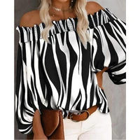 2022 spring off shoulder striped womens tops and blouses sexy streetwear long sleeve new tunic big size 5xl chiffon loose shirt