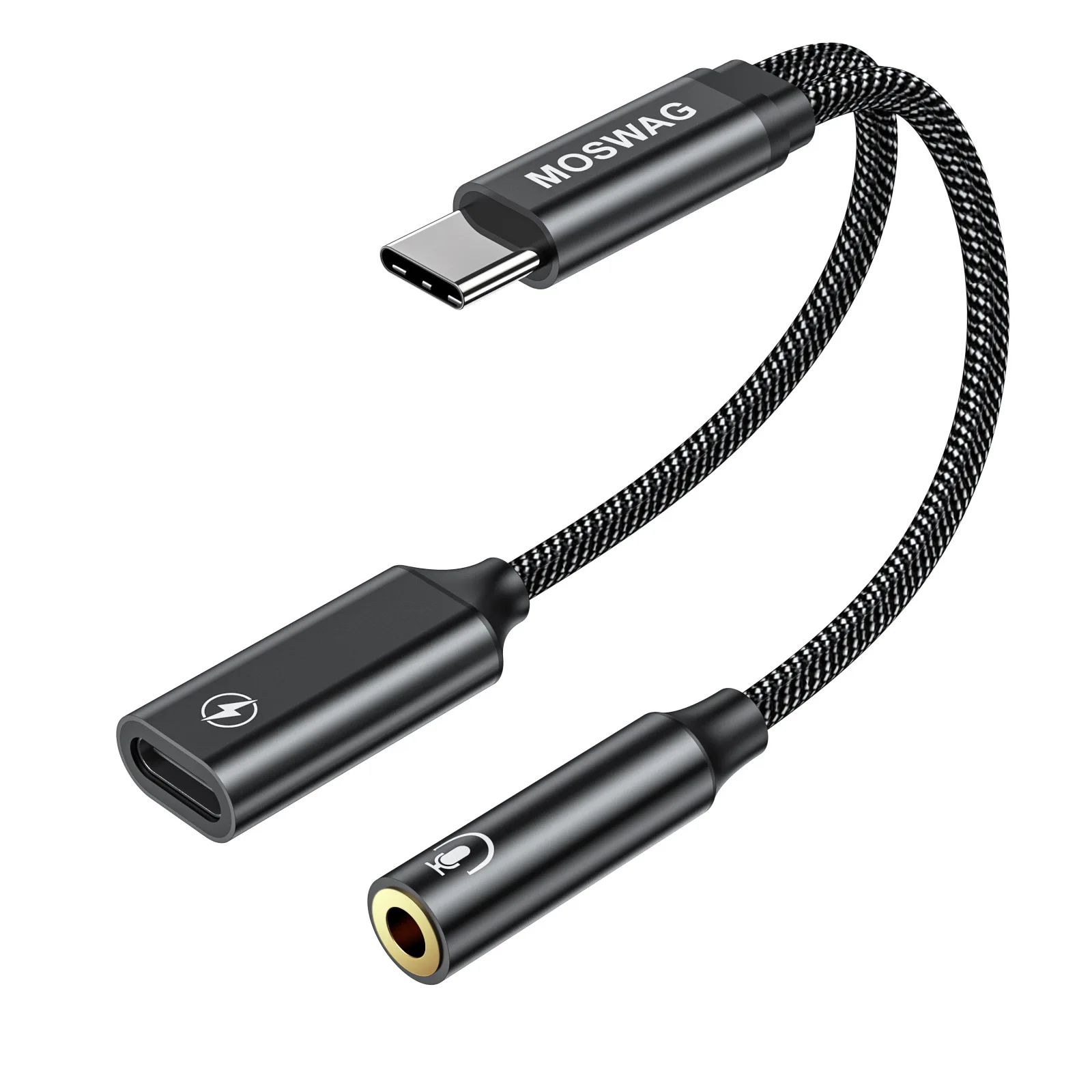 Adaptador de conector de auriculares 2 en 1 USB C a 3,5mm, adaptador auxiliar de Audio de carga tipo C para Samsung S20 Ultra Note 20 10 Plus S21 Ipad Pro