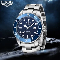 new lige business casual mens watches fashion stainless steel wristwatch quartz waterproof watch for men calendar clock male