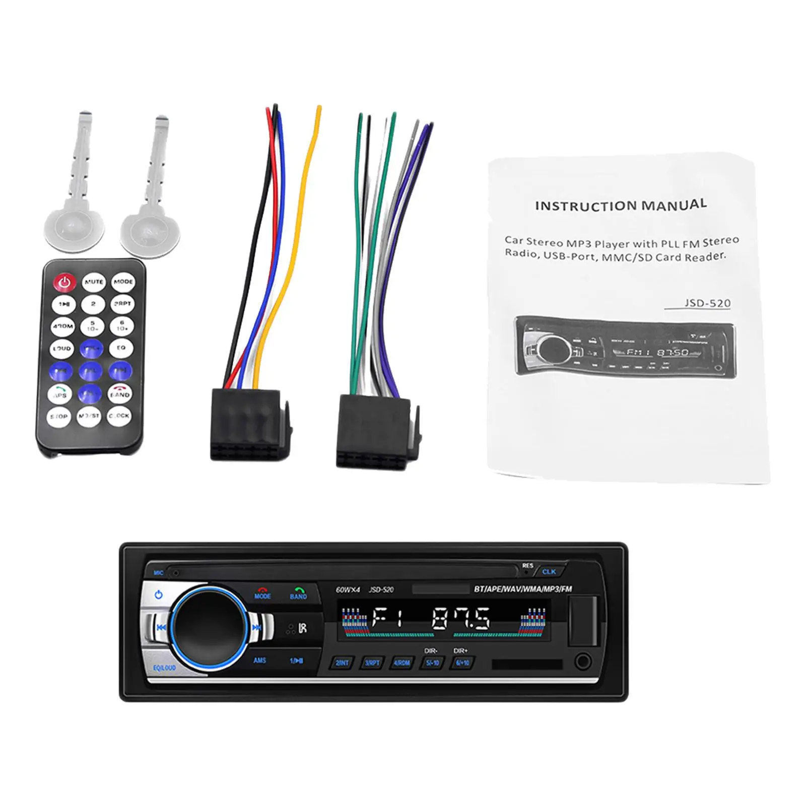 

Bluetooth автомобильный стерео аудио mp3-плеер FM SD USB AUX in- JSD-520