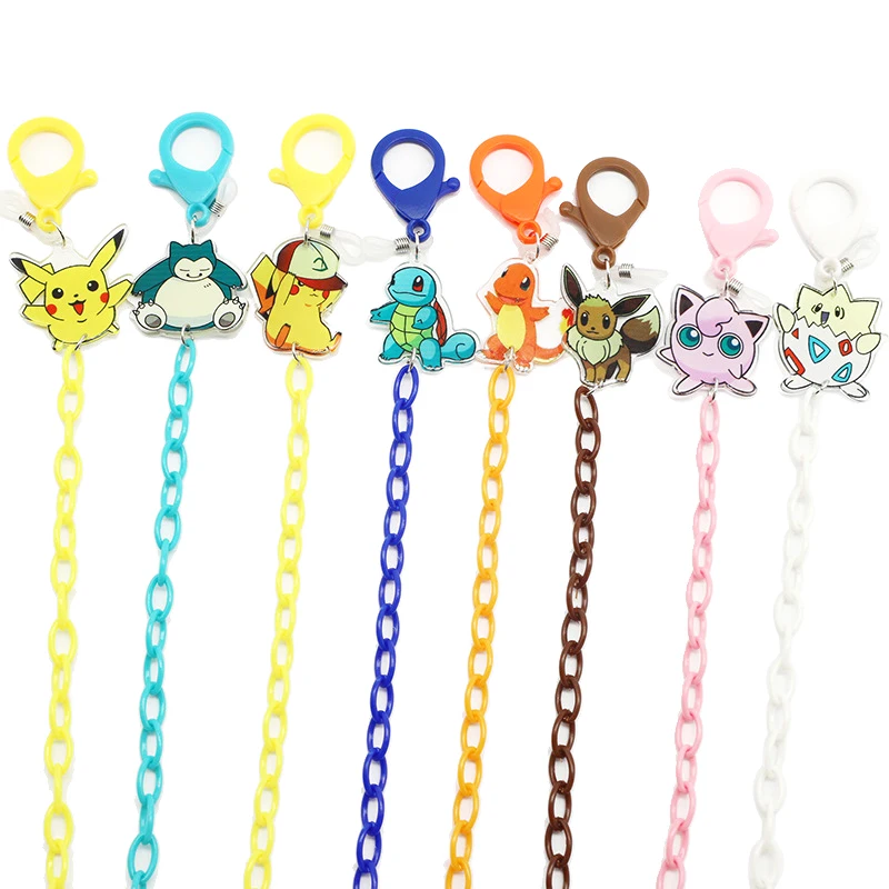 

1Pc 62cm Anime Pokemon Figure Pikachu Face Mask Chain For Children Acrylic Eyewear Chain Kawaii Sunglasses Accessories