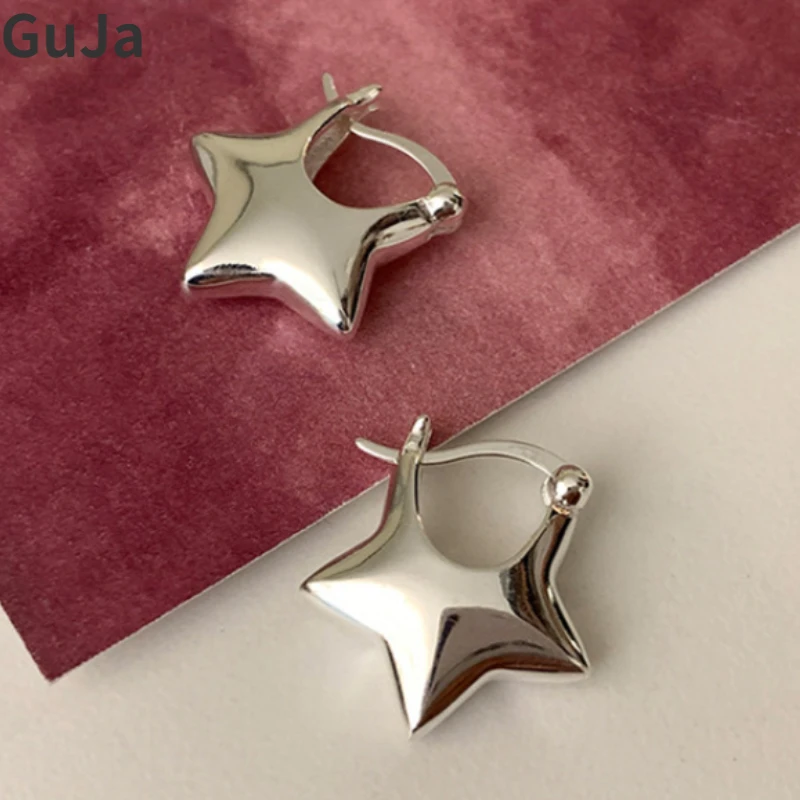

Trendy Jewelry Lovely Design Metallic Silver Plated Metal Star Earrings For Women Girl Party Gift Ear Accessories Hot Sale