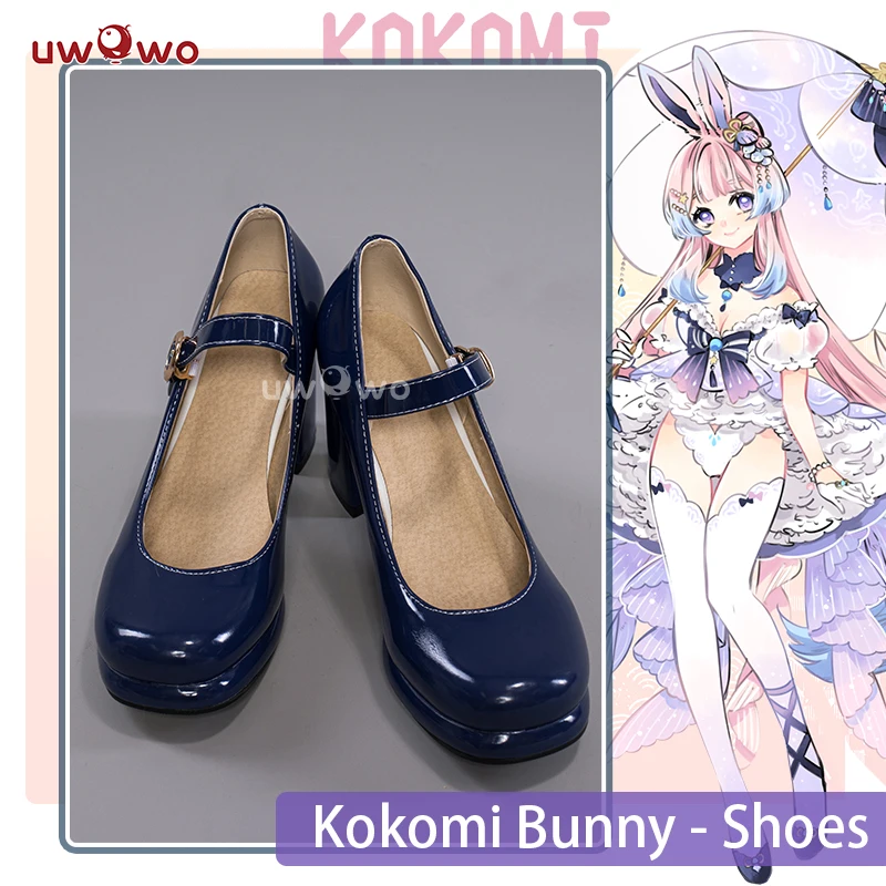 

UWOWO Genshin Impact Fanart Kokomi Bunny Suit Cosplay Shoes Cute Dark Blue Footwear Leather Shoes