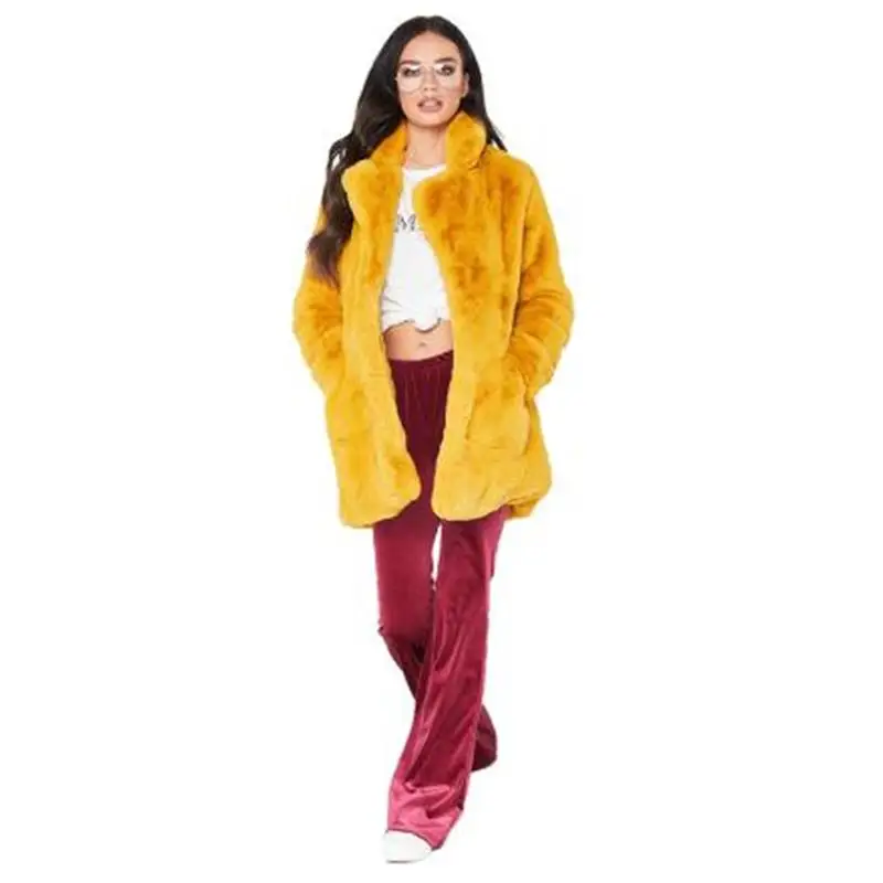 Women 2023 Elegant Long Loose Oversize Coats New Fashion Warm Rabbit Hair Faux Fur Coat Oversize S-3XL Solid Color Thick Jacket