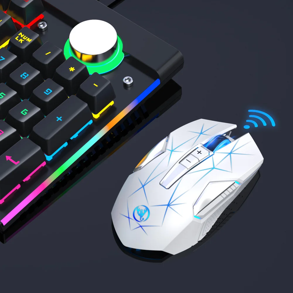 Фото Горячая Распродажа HXSJ T300 2,4G 600 мАч перезаряжаемая цветная RGB компьютерная мышь для ноутбука 7 кнопок оптическая Беспроводная игровая мышь для ноутбука №4