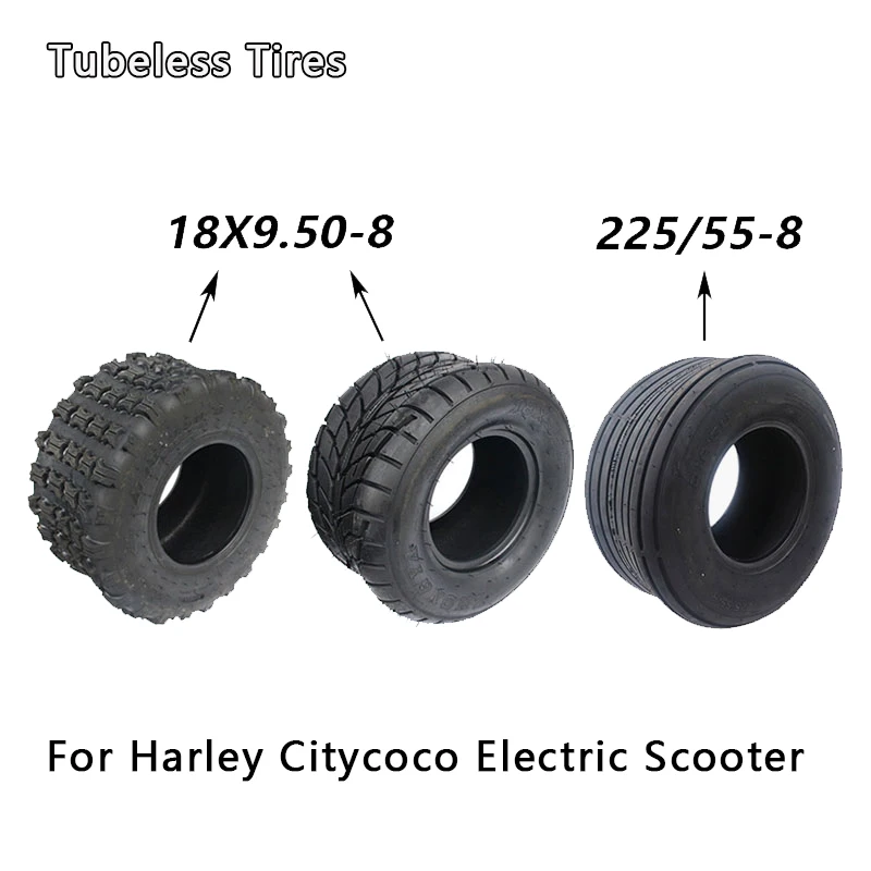 

8 Inch 10 Inch Widened Tire 225/55-8 or 18x9.50-8 Tubeless Tire for Harley Citycoco Electric Scooter Parts and Accessories