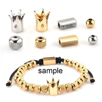 charm spacer beads for jewelry making supplies diy bracelets stainless steel gold color crown accessories beads wholesale lots