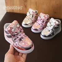 led light up shoes girls high cut glowing sneakers kids crystal star luminous princess chaussures toddler basketball zapatos