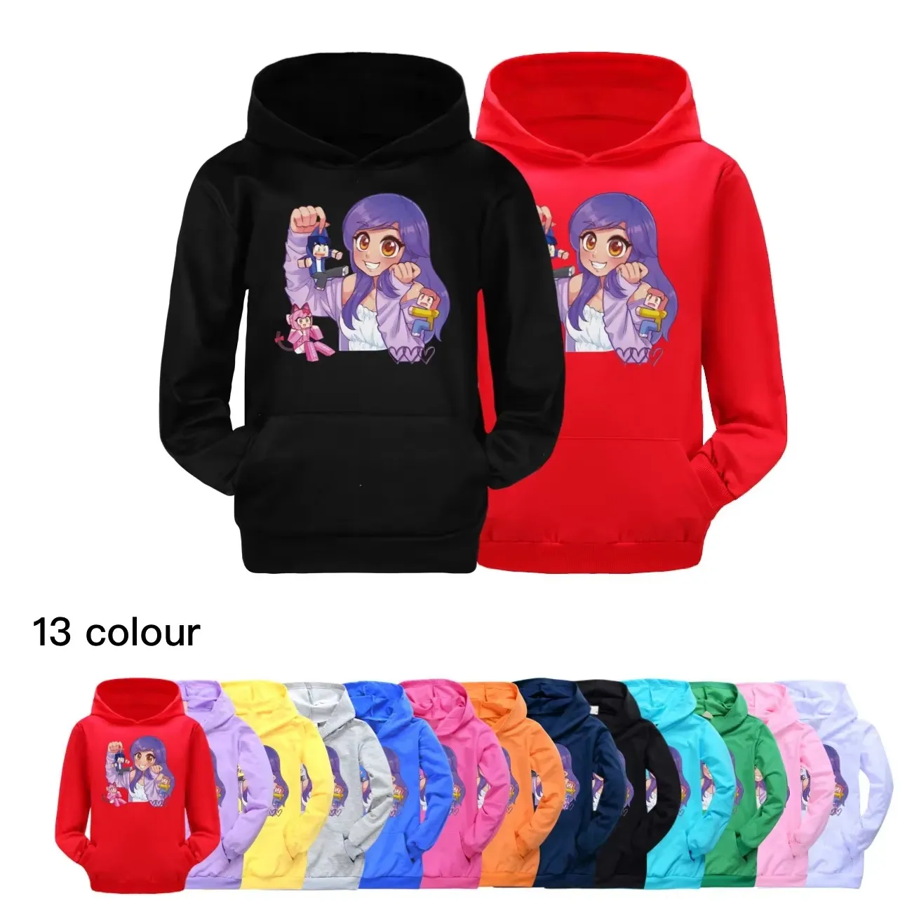 Толстовка с капюшоном аниме-принтом афмау детские осенние толстовки для