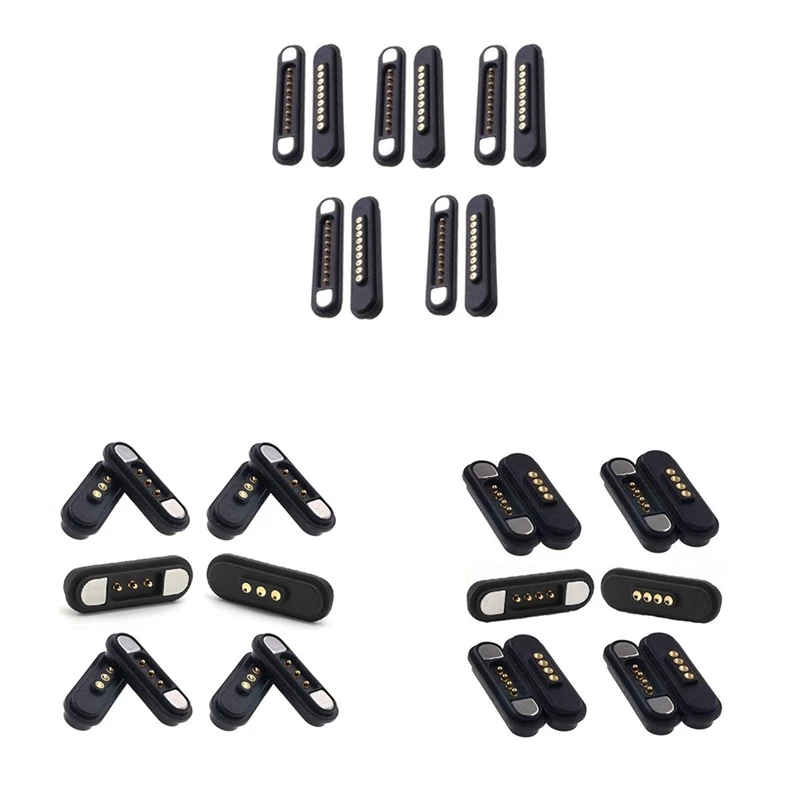 

5 Pairs Magnetic Connector Pogo Pin Male Female 2.2 MM Grid THT 3A Spring Loaded Pogo Pin Waterproof Pad