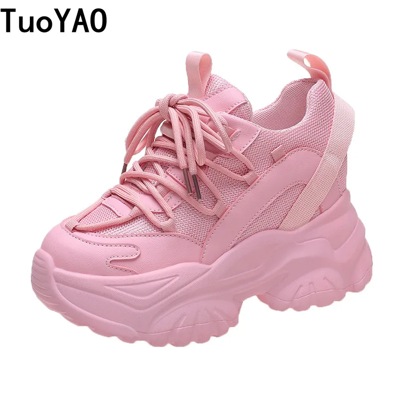 

Women High Platform Sneakers Tenis Feminino 2022 Spring Female Running Shoe 9.5CM Woman Sneakers Breathable Zapatos Casual Mujer