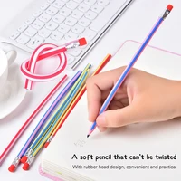 2022 new arrival 1pc korea cute stationery colorful magic bendy flexible soft pencil with eraser student school office supplies