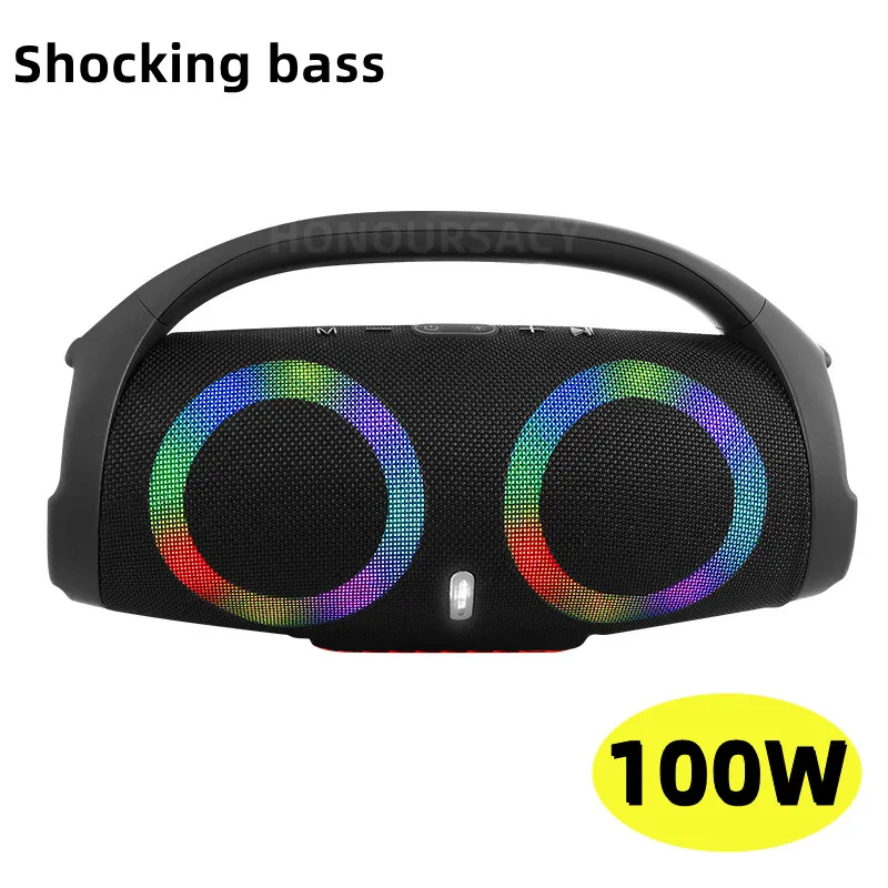 

100W High Power Bluetooth Speaker 360 Stereo Surround Portable Waterproof RGB Colorful Light Wireless Subwoofer TWS FM Column