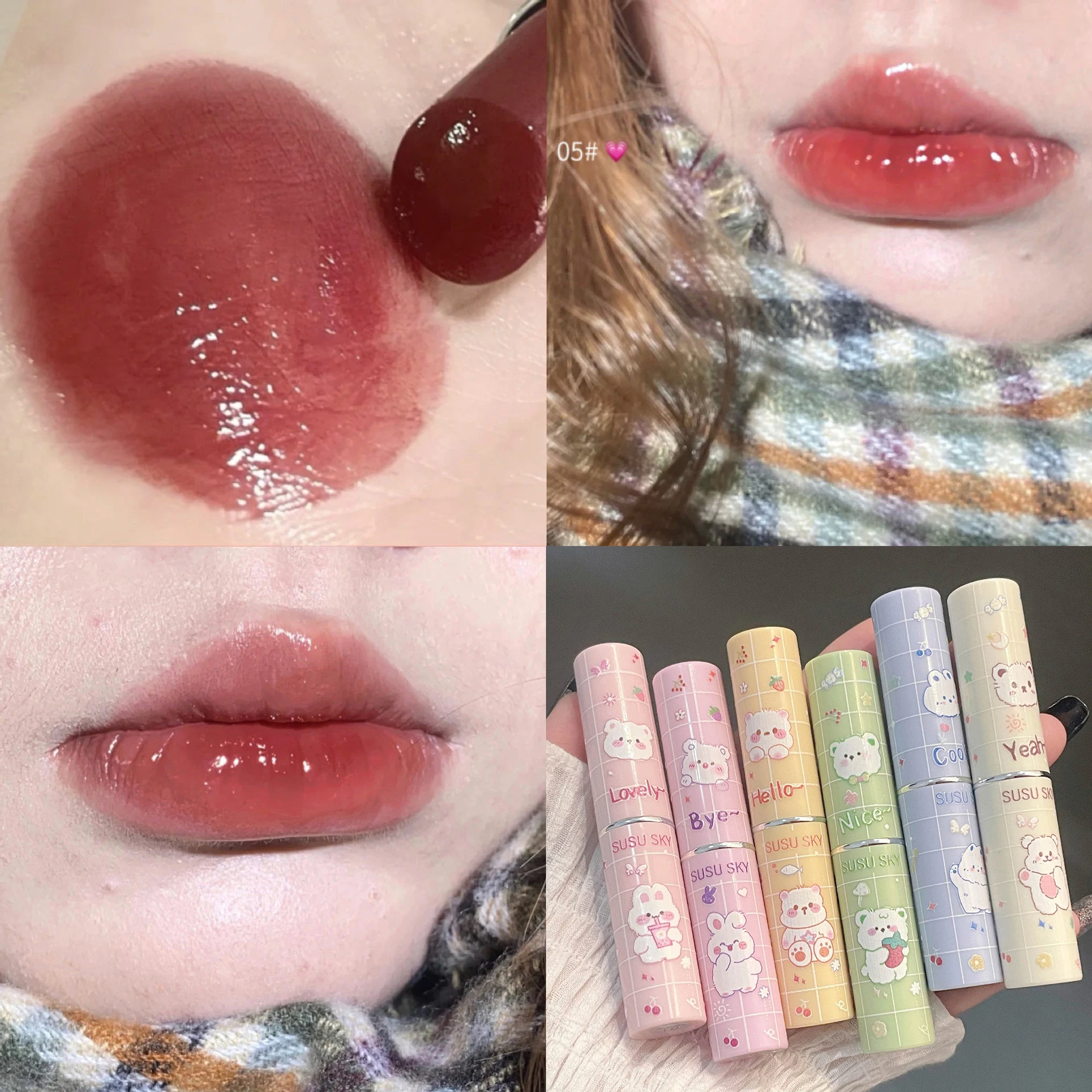 

6 Colors Mirror Lipstick Jelly Tinted Lip Balm Moisturizing Lipstick Waterproof Long Lasting Red Lip Tint Korean Makeup