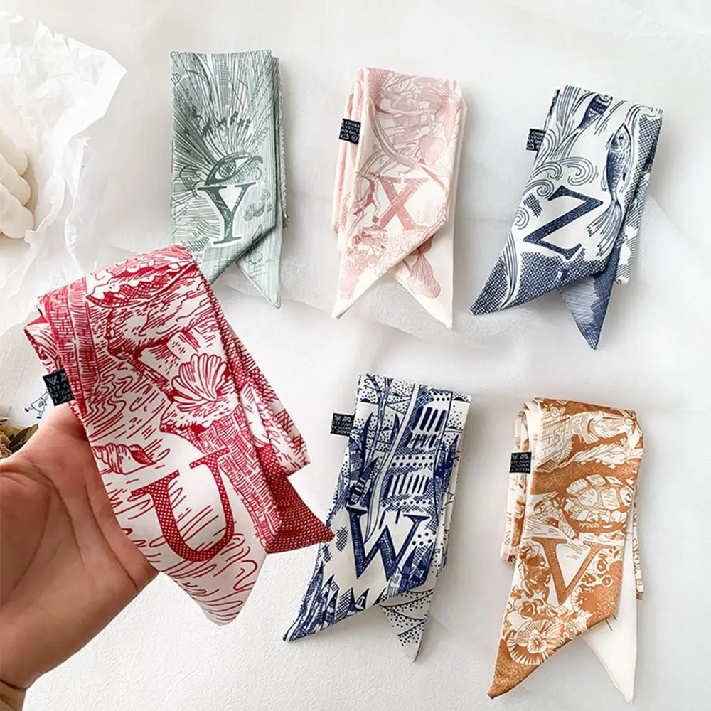 Шарф с 26 буквами шарф бантом на голову веревка длинная лента для волос принтом