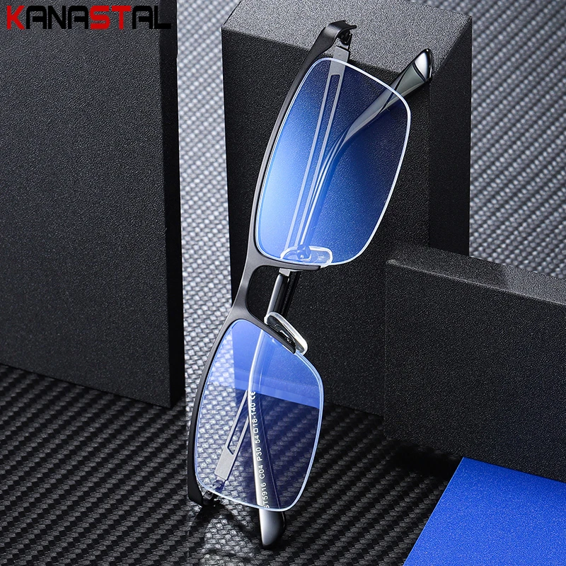 Мужские металлические очки для чтения по рецепту CR39 оптические линзы