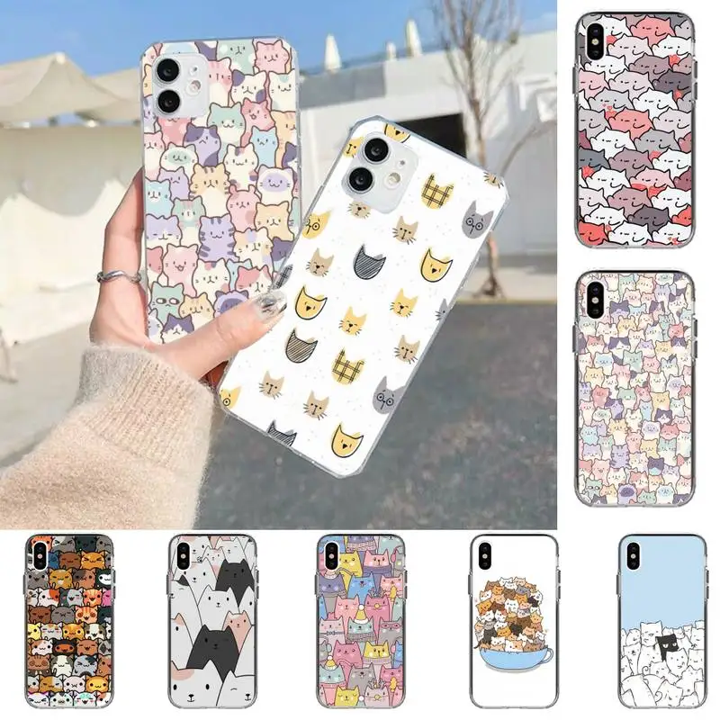 

cute cat Phone Case for iPhone 11 12 13 Mini Pro Max 8 7 6 6S Plus X 5 SE 2020 XR XS Case shell